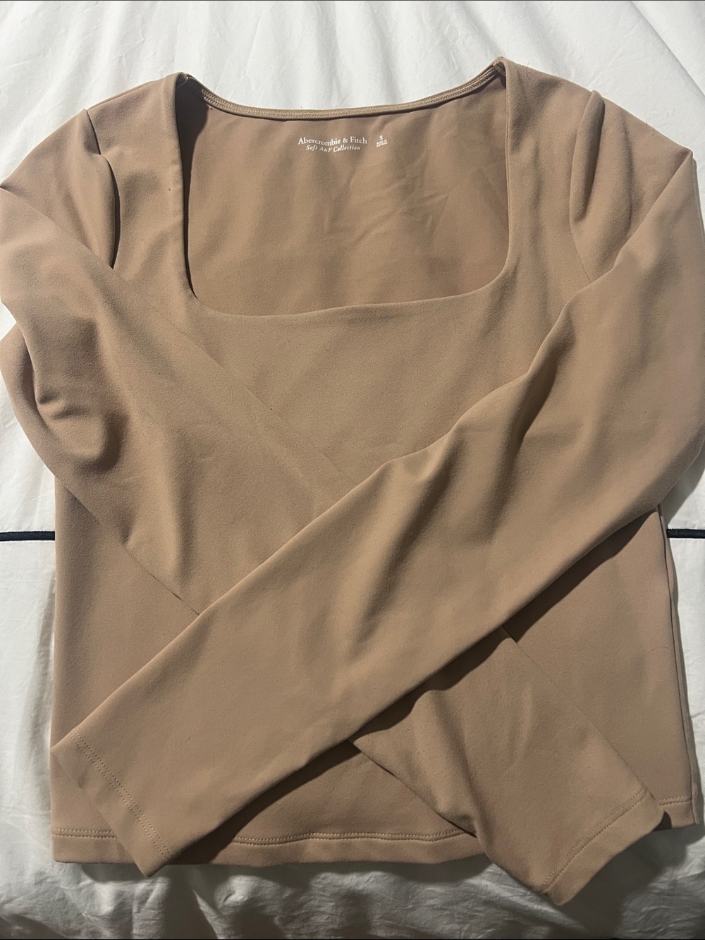 Abercrombie & Fitch Women's Square Neck Long Sleeve Top — Taupe Brown